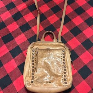 The Sak Loyola Tan Leather Women Crossbody Convertible Backpack Purse Embossed